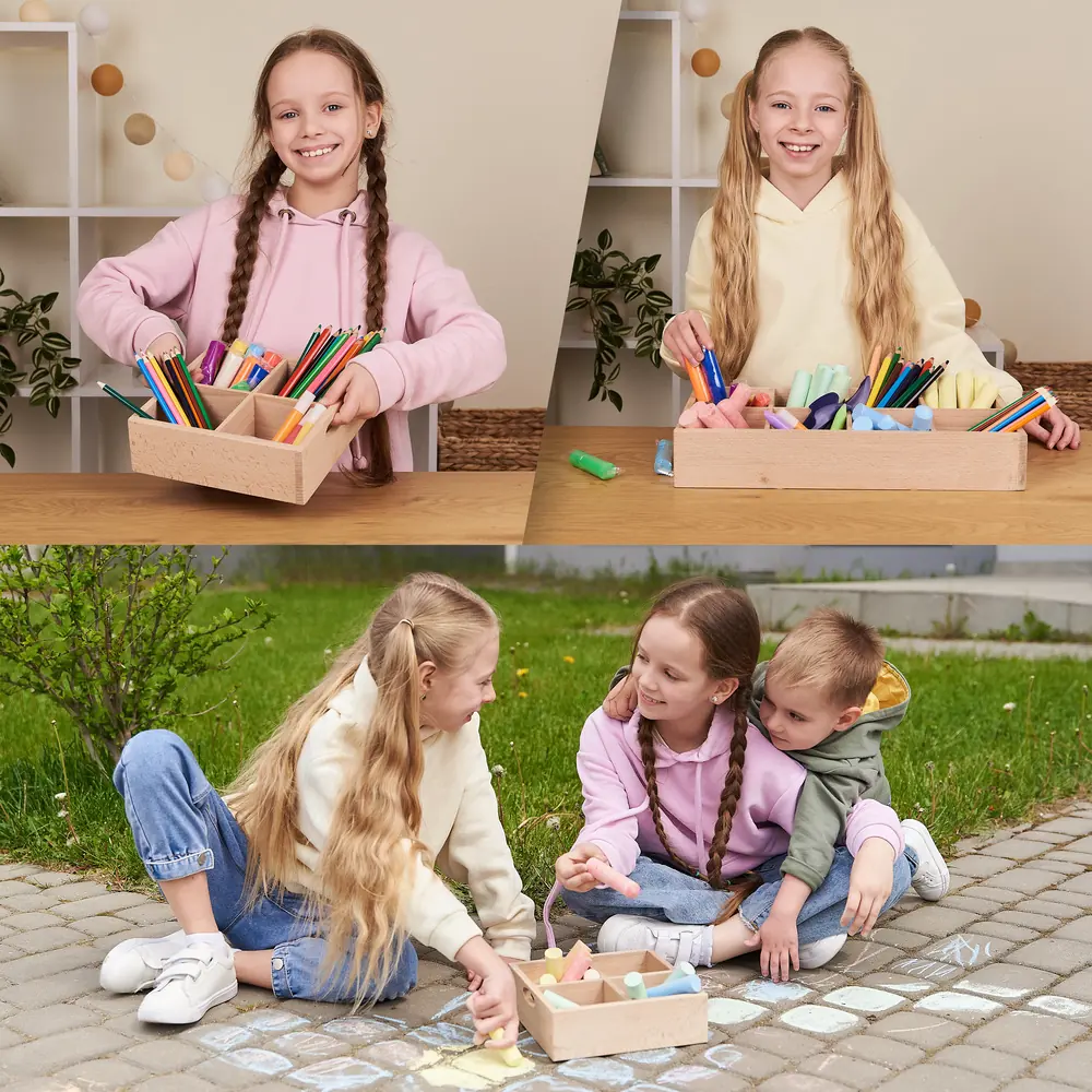 Wooden organizer for school 4 sections thumbnail 5